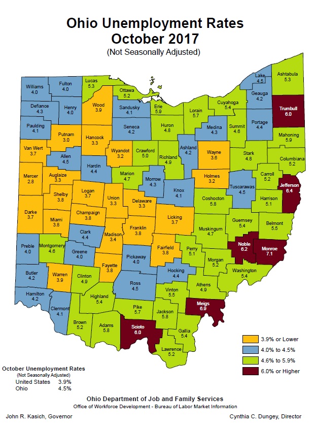 Mercer County Has Lowest Unemployment 